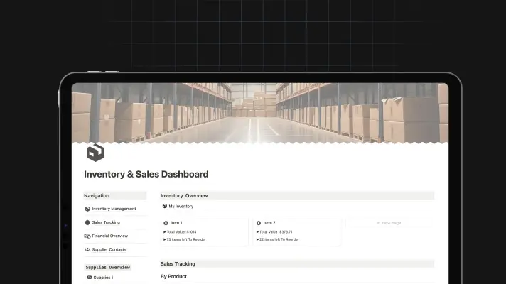 Dashboard di inventario e vendite